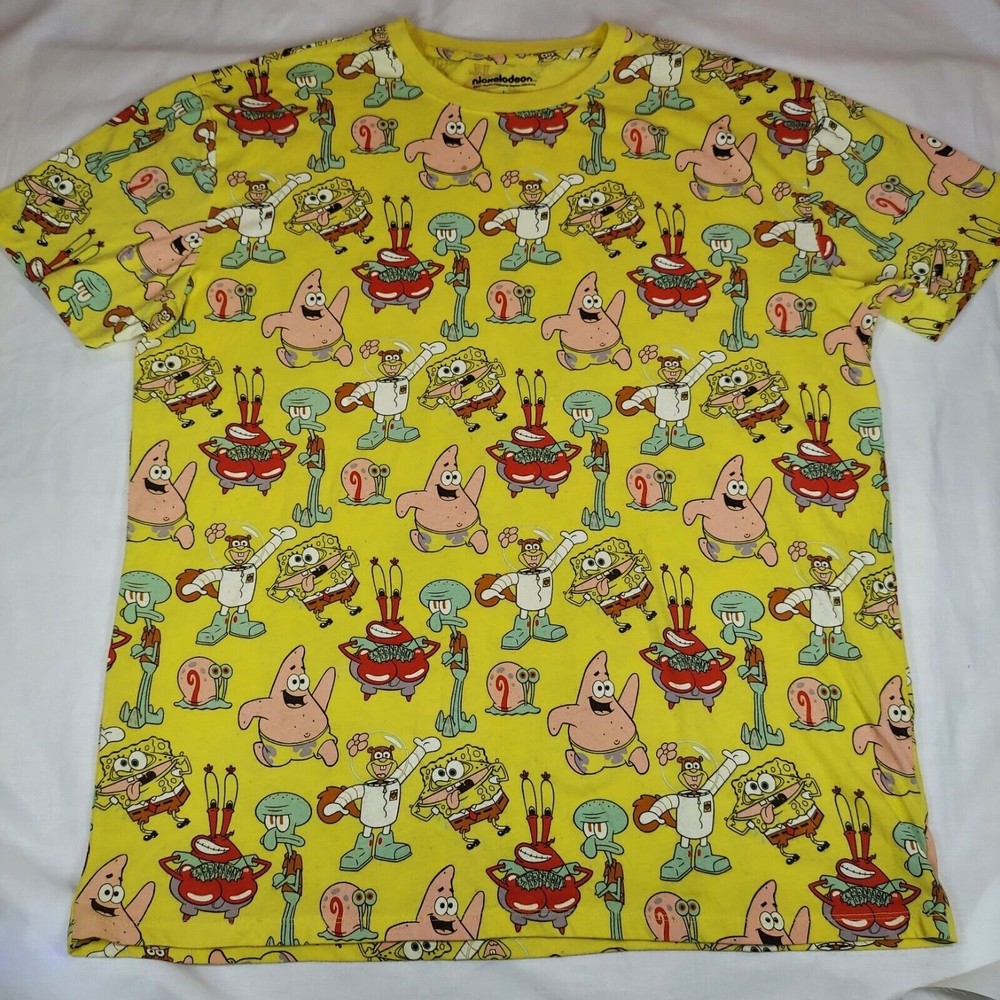 Spongebob SquarePants And Friends Womens Size L Large All Over Print T Shirt